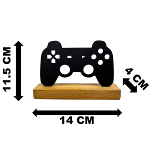 Decoratiune Casa, Controller Consola – DECORADI®, Eco-friendly, Baza din Lemn Natural, Design Modern, Negru 11.5cm – Cadou sau Decoratiune de interior ideala pentru iubitorii de jocuri video, Printat 3D din PLA(plastic biodegradabil) - Img 6