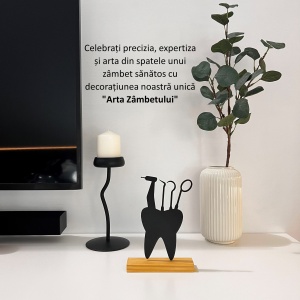 Decoratiune Casa, Dentist – DECORADI®, Eco-friendly, Baza din Lemn Natural, Design Modern, Negru 20cm – Cadou sau Decoratiune de interior ideala pentru Medic Stomatolog, Printat 3D din PLA Eco(plastic biodegradabil) - Img 4