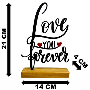 Decoratiune Casa, Love You Forever – DECORADI®, Eco-friendly, Baza din Lemn Natural, Cadoul Perfect pentru persoana IUBITA, Negru / Rosu 21cm – Decoratiune de interior cu Design Modern, Printat 3D din PLA Eco (plastic biodegradabil) - Img 6