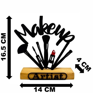Decoratiune Casa, MakeUp Artist – DECORADI®, Eco-friendly, Baza din Lemn Natural, Design Modern, Negru 16.5cm – Cadou sau Decoratiune de interior ideala pentru salon de infrumusetare, Printat 3D din PLA ECO(plastic biodegradabil) - Img 6