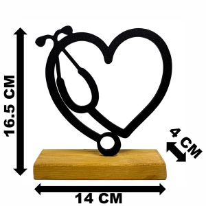 Decoratiune Casa, Stetoscop – DECORADI®, Eco-friendly, Baza din Lemn Natural, Design Modern, Negru 16.5cm – Cadou sau Decoratiune de interior ideala pentru cadrele medicale, Printat 3D din PLA ECO(plastic biodegradabil) - Img 6