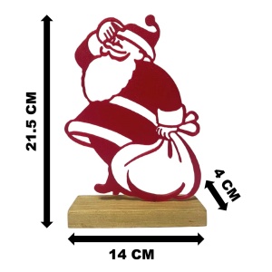 Decorațiune Crăciun, Moș Crăciun cu Sacul de Cadouri – Eco-friendly, Baza din Lemn Natural, Rosu 21.5cm, Handmade, Decor Interior Birou, Sufragerie, Cadou Crăciun, Printat 3D din PLA Eco (plastic biodegradabil), DECORADI® - Img 6