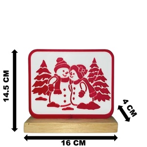Decorațiune Crăciun, Omuleți de Zăpadă – Eco-friendly, Baza din Lemn Natural, Alb/Rosu, 14.5cm, Handmade, Decor Interior Birou, Sufragerie, Cadou Crăciun, Printat 3D din PLA Eco (plastic biodegradabil), DECORADI® - Img 6