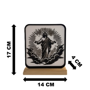 Decoratiune religioasa Iisus Hristos inaltat, design modern, alb/negru, 17x14x4cm - Img 6