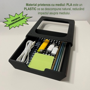 Sertar birou, Negru, 20.5 X19.5 X 5 cm, imprimat 3D din PLA (Bioplastic) - Img 3