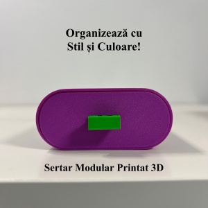 Sertar oval birou, Mov, 12.5 X 8.5 X 4 cm, imprimat 3D din PLA (Bioplastic) - Img 4