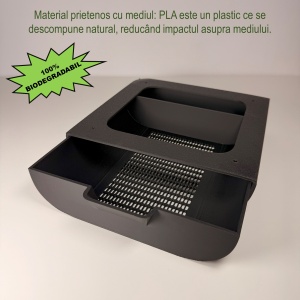 Sertar pentru birou, Negru, 19.5x19.5x4.5cm, imprimat 3D din PLA (Bioplastic) - Img 3