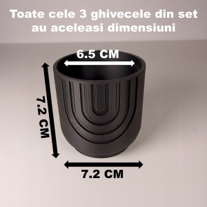 Set 3 Ghivece pentru plante mici (plantele nu sunt incluse), Diametru intern 6.5 cm, Negru, Printat 3D din PLA ECO(plastic biodegradabil) - Img 6