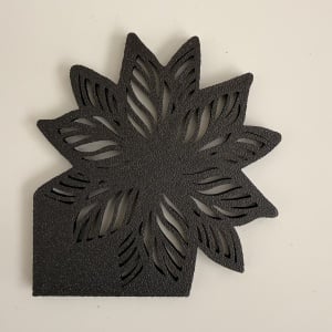 Set 4 suporturi / coastere pahare, Floare, 10 X 9.5 cm, Negru, imprimate 3D - Img 3