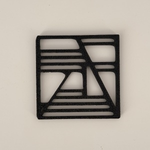 Set 4 suporturi / coastere pahare, patrat, 9 X 9 cm, negru, cutie inclusa, imprimate 3D - Img 5