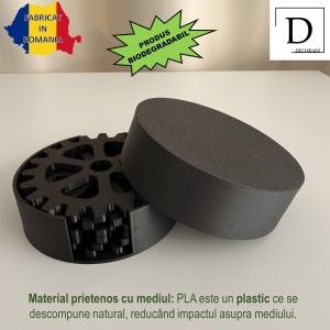 Set 6 suporturi / coastere pahare, rotund, diametru 10 cm, negru, cutie inclusa, imprimate 3D - Img 3