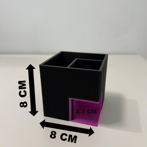 Suport articole birou 2 in 1, Multifunctional, Suport instrumente de scris si accesorii + compartiment inferior fix, Mov/Negru, 8 CM, imprimat 3D din PLA (Bioplastic) - Img 6