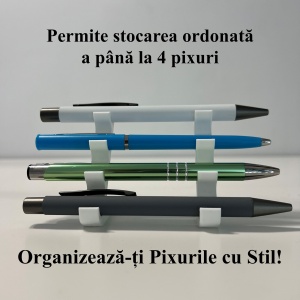 Suport pentru 4 pixuri, Alb, imprimat 3D din PLA (Bioplastic) - Img 2