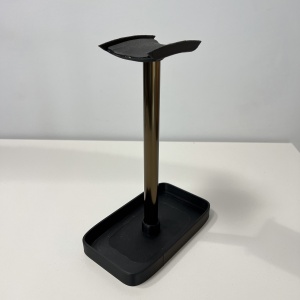 Suport pentru casti de birou cu tavita, Negru, Aluminiu eloxat, imprimat 3D din PLA (Bioplastic), Material moale