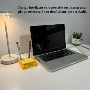 Suport pentru notite de birou cu spatiu dedicat pentru pixuri cu sablon pentru liste personalizate, Galben,9.5 cm, imprimat 3D din PLA Bioplastic - Img 6