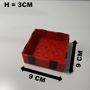 Tavita modulara magnetica, Rosu, 9 X 9 cm, imprimat 3D din PLA (Bioplastic) - Img 6