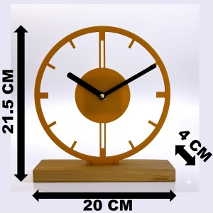 Ceas de birou - Mecanism SILENTIOS – DECORADI®, Eco-friendly, Bază din Lemn Natural, Design Abstract, Auriu 21.5 cm – Cadou sau Ceas de camera decorativ cu design modern, Printat 3D din PLA Eco (plastic biodegradabil) - Img 10