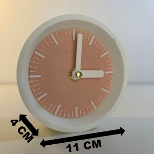 Ceas de birou - Mecanism SILENTIOS – DECORADI®, Eco-friendly, Design Modern, Colectie Kaleia, Alb / Roz deschis, Diametru 11cm – Cadou sau Ceas de camera decorativ cu design modern, Printat 3D din PLA ECO (plastic biodegradabil) - Img 6