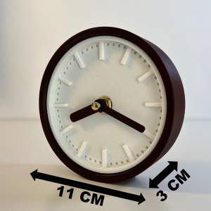 Ceas de birou - Mecanism SILENTIOS – DECORADI®, Eco-friendly, Design Modern, Colectie Spectrum, Alb / Maro deschis, Diametru 11cm – Cadou sau Ceas de camera decorativ cu design modern, Printat 3D din PLA ECO(plastic biodegradabil) - Img 6
