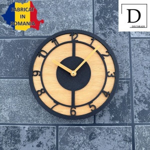 Ceas decorativ de perete, Mecanism SILENTIOS, DECORADI®, Diametru 21 cm, Afisare cu cifre arabe, Eco-friendly, Cadran din LEMN NATURAL, Design Modern, Alb, Printat 3D din PLA ECO(plastic biodegradabil) - Img 5
