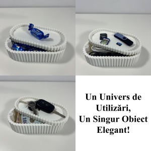 Cutiuta eleganta cu capac magnetic, Multifunctionala, Alb, 17,5 X 8,5 X 5 cm, imprimat 3D din PLA (Bioplastic) - Img 4