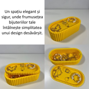 Cutiuta eleganta cu capac magnetic, Multifunctionala, Galben, 17,5 X 8,5 X 5 cm, imprimat 3D din PLA (Bioplastic) - Img 3