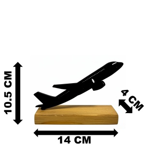 Decoratiune Casa, Avion – DECORADI®, Eco-friendly, Baza din Lemn Natural, Design Modern, Negru 10.5cm – Cadou sau decoratiune de interior ideala pentru iubitorii de aviatie, Printat 3D din PLA Eco (plastic biodegradabil) - Img 6