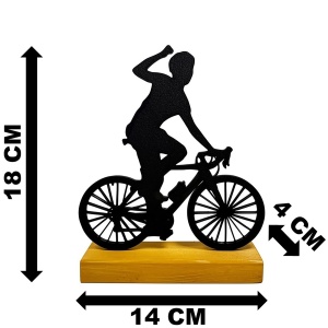 Decoratiune Casa, Biciclist – DECORADI®, Eco-friendly, Baza din Lemn Natural, Design Modern, Negru 18cm – Cadou sau Decoratiune de interior ideala pentru ciclisti, Printat 3D din PLA Eco(plastic biodegradabil) - Img 6