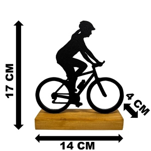 Decoratiune Casa, Biciclista – DECORADI®, Eco-friendly, Baza din Lemn Natural, Design Modern, Negru 17cm – Cadou sau Decoratiune de interior ideala pentru ciclisti, Printat 3D din PLA Eco(plastic biodegradabil) - Img 6