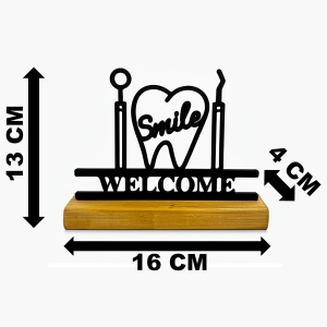 Decoratiune Casa, Dentist – DECORADI®, Eco-friendly, Baza din Lemn Natural, Design Modern, Negru 13cm – Cadou sau Decoratiune de interior ideala pentru Medic Stomatolog, Printat 3D din PLA Eco(plastic biodegradabil) - Img 6