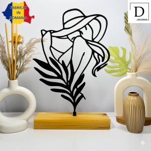 Decoratiune Casa, Eleganta Feminina – DECORADI®, Eco-friendly, Baza din Lemn Natural, Design Abstract, Negru 21cm – Cadou sau Decoratiune de interior cu design modern, Printat 3D din PLA Eco (plastic biodegradabil) - Img 2