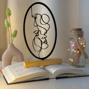 Decoratiune Casa, Indragostiti – DECORADI®, Eco-friendly, Baza din Lemn Natural, Cadou romantic pentru INDRAGOSTITI, Negru 23 cm – Decoratiune de interior cu Design Modern, Printat 3D din PLA Eco (plastic biodegradabil)