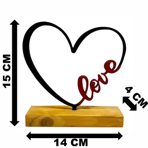 Decoratiune Casa, Inima LOVE – DECORADI®, Eco-friendly, Baza din Lemn Natural, Cadoul Perfect pentru persoana IUBITA, Negru / Rosu 15 cm – Decoratiune de interior cu Design Modern, Printat 3D din PLA Eco (plastic biodegradabil) - Img 6