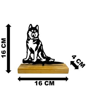 Decoratiune Casa, Lup – DECORADI®, Eco-friendly, Baza din Lemn Natural, Design Modern, Negru 16cm – Cadou sau Decoratiune de interior ideala pentru iubitorii de animale, Printat 3D din PLA ECO (plastic biodegradabil) - Img 6