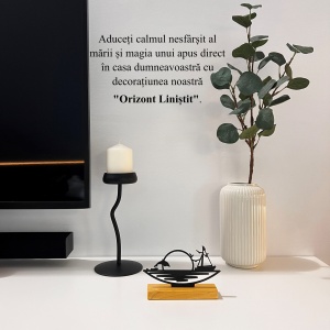 Decoratiune Casa, Peisaj marin – DECORADI®, Eco-friendly, Baza din Lemn Natural, Design Abstract, Negru 10.5cm – Cadou sau Decoratiune de interior ideala pentru iubitorii de natura, Printat 3D din PLA Eco (plastic biodegradabil) - Img 4