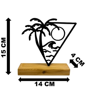 Decoratiune Casa, Peisaj Tropical – DECORADI®, Eco-friendly, Baza din Lemn Natural, Design Abstract, Negru 15cm – Cadou sau Decoratiune de interior ideala pentru iubitorii de natura, Printat 3D din PLA Eco(plastic biodegradabil) - Img 6