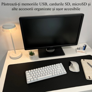 Organizator 4 Memorii USB, 4 Carduri SD, 3 Carduri MicroSD + Minitavita, Multifunctional, Alb, 9 X 7 cm, imprimat 3D din PLA (Bioplastic) - Img 4