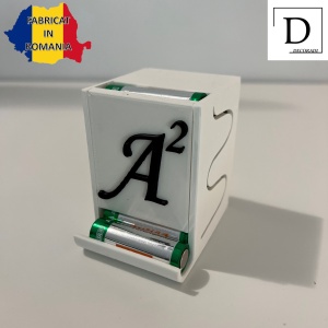 Organizator baterii AA (LR6), Stocare pana la 14 Baterii AA, Alb, imprimat 3D din PLA (Bioplastic)