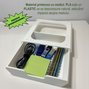 Sertar birou, Alb, 20.5 X19.5 X 5 cm, imprimat 3D din PLA (Bioplastic) - Img 3