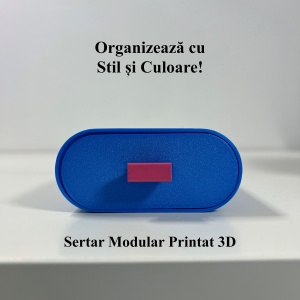 Sertar oval birou, Albastru, 12.5 X 8.5 X 4 cm, imprimat 3D din PLA (Bioplastic) - Img 4