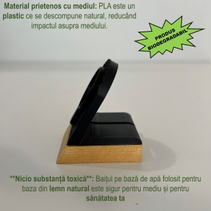 Suport Incarcare compatibil cu Apple Watch (Incarcatorul magnetic nu este inclus), Negru, Baza din lemn natural, imprimati 3D din PLA (Bioplastic) - Img 3