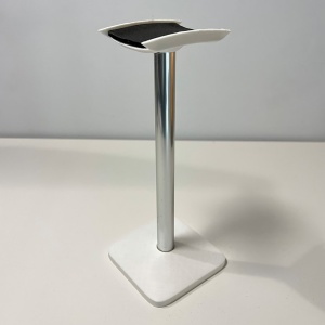 Suport pentru casti de birou, Alb, Aluminiu eloxat, imprimat 3D din PLA (Bioplastic), Material moale