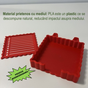 Suport pentru notite de birou cu spatiu dedicat pentru pixuri + sablon pentru liste personalizate, Rosu,9.5 cm, imprimat 3D din PLA (Bioplastic) - Img 3