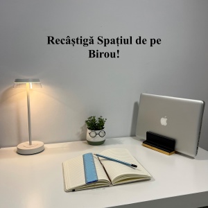 Suport vertical pentru laptop cu baza din lemn natural, Latime Reglabila 14-27 mm, Protectie anti-alunecare, negru, imprimat 3D din PLA (Bioplastic) - Img 5