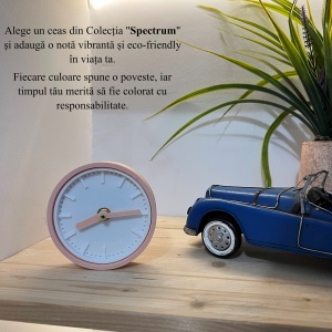 Ceas de birou - Mecanism SILENTIOS – DECORADI®, Eco-friendly, Design Modern, Colectie Spectrum, Alb / Roz deschis, Diametru 11cm – Cadou sau Ceas de camera decorativ cu design modern, Printat 3D din PLA ECO(plastic biodegradabil) - Img 5