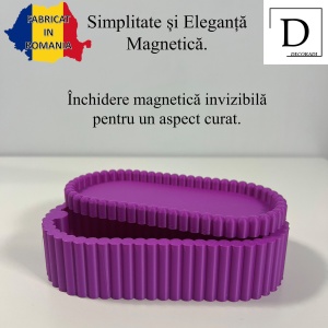 Cutiuta eleganta cu capac magnetic, Multifunctionala, Mov, 17,5 X 8,5 X 5 cm, imprimat 3D din PLA (Bioplastic)