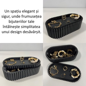 Cutiuta eleganta cu capac magnetic, Multifunctionala, Negru, 17,5 X 8,5 X 5 cm, imprimat 3D din PLA (Bioplastic) - Img 3