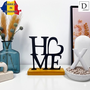 Decoratiune Casa, H❤️ME – DECORADI®, Eco-friendly, Baza din Lemn Natural, Design Modern, Negru 17cm – Cadou sau Decoratiune de interior ideala pentru Casa Noua, Printat 3D din PLA Eco (plastic biodegradabil) - Img 2