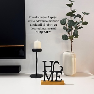 Decoratiune Casa, H❤️ME – DECORADI®, Eco-friendly, Baza din Lemn Natural, Design Modern, Negru 17cm – Cadou sau Decoratiune de interior ideala pentru Casa Noua, Printat 3D din PLA Eco (plastic biodegradabil) - Img 4