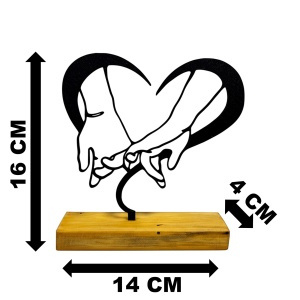 Decoratiune Casa, INDRAGOSTITI tinandu-se de mana – DECORADI®, Eco-friendly, Baza din Lemn Natural, Design Modern, Negru 16cm – Cadou sau Decoratiune de interior ideala pentru cupluri, Printat 3D din PLA Eco (plastic biodegradabil) - Img 6